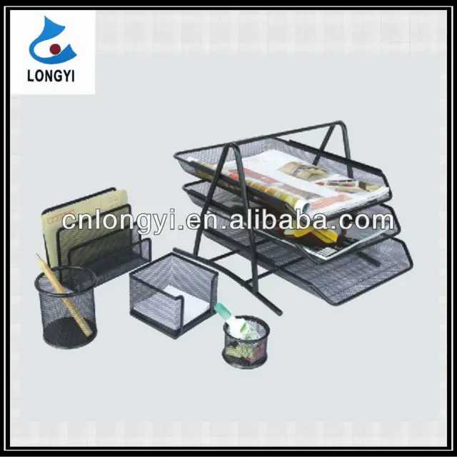 hot sell metal mesh cheap eco office desktop stationery set