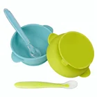 FDA Approved Silicone Baby Food Feeding Bowl Microwavable and Freezer Kid Suction Bowl and Spoon Set