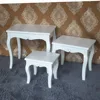 french principle MDF heart shape wood carving nesting coffee table set of 3