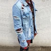 Custom cool fashion blue slim bomber jeans jackets men 2019 clothes wholesale distress boyfriend streetwears denim jacket