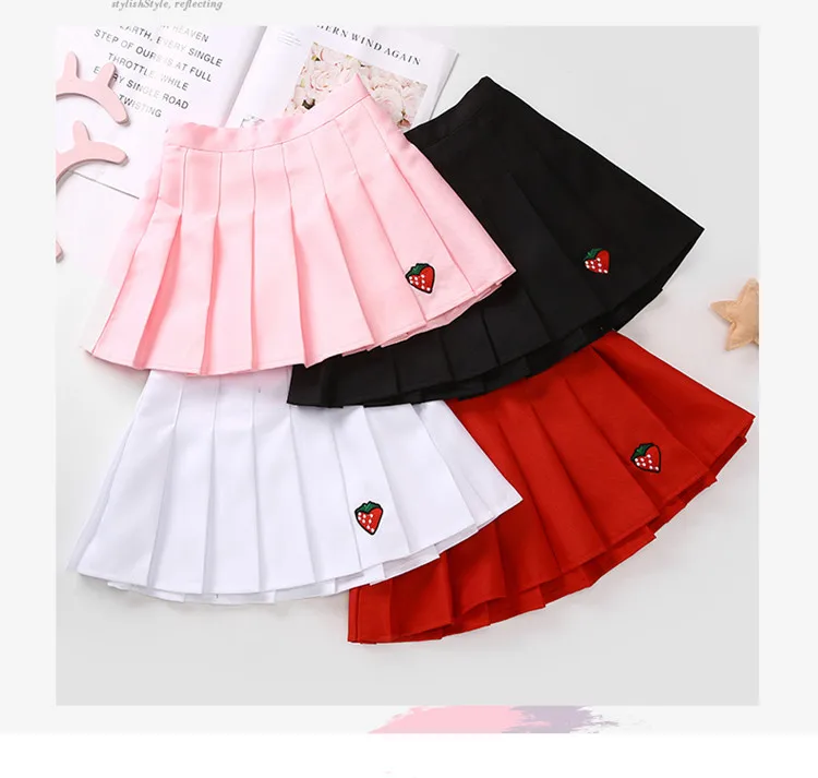 

Kids Girl tudent kirt,6 Pieces, Pink black white red