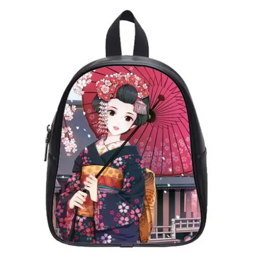 Free Shipping Hot Sale Watercolor Backpacks Custom Stylish Japanese Geisha Kid's School Bag For Boys Girls PC-0294