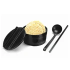 Japanese noodle serving bowl with lid black melamine ramen bowl dinnerware set for dinner