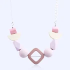 SC638 fashionable wholesale handmade geimetrical wood beads necklace
