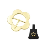 Fashion flower type metal 40mm pin belt buckle for bags