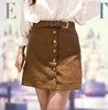 2016 Latest design Autumn Suede leather skirts, petal shape Hem Girls Sexy Mini skirt