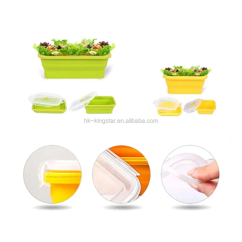 New BPA free silicone foldable food storage container lunch box