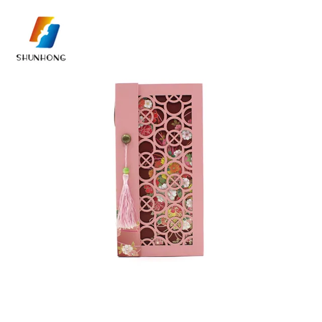 elegant pink matt rigid cardboard custom gift box with window