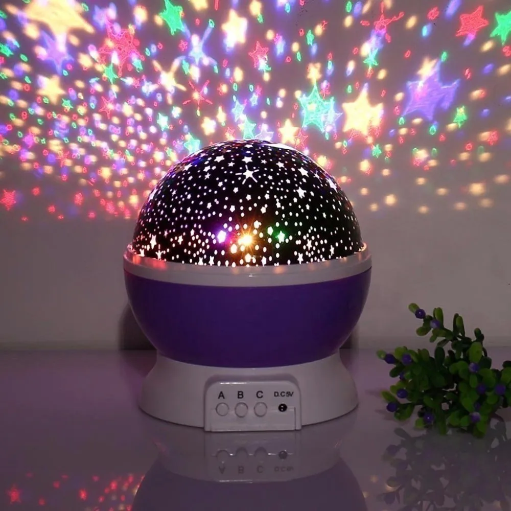 Beauty Star Projector Lamp 360 Degree Rotation Baby Night Light Moon Sky Nightlight 4 Led Bulbs 9 Light Color Changing With Usb Buy Color