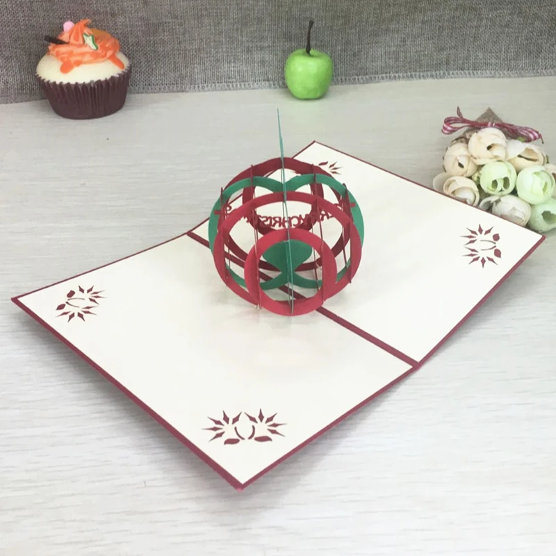 1pcs Peace Fruit Laser Cut 3D Handmade Pop Up Greeting Cards Postcard Kirigami Thanksgiving Day Christmas Birthday Gifts (2)