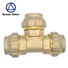 Green-GutenTop High Quality Brass Compression Tee Fittings for copper pipe PEX-AL-PEX pipe