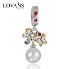 925 Sterling Silver Pearl Dangle Custom Logo Charms Beads Fit DIY Bracelet S375