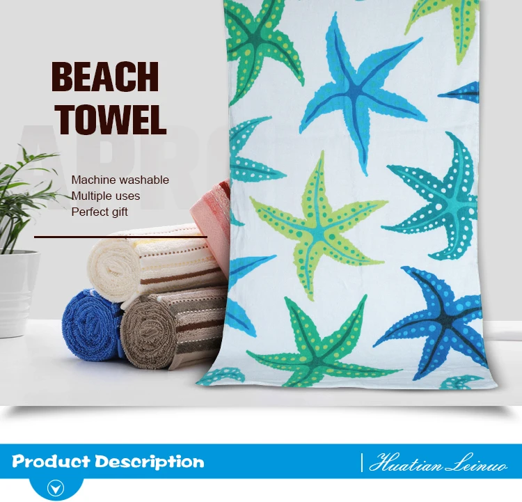 and comfortable 100% cotton printed gradient blue beach towel