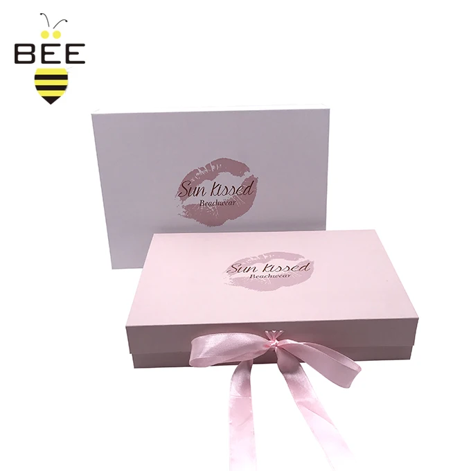 box with ribbon luxury custom design swimwear box packaging