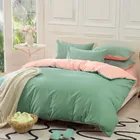 Percale Queen size green and pink plain home textile comforter bedding set