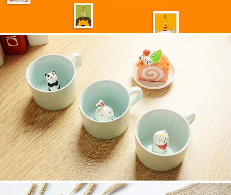3D stereo animal coffee mug,cartoon ceramic cup ,3D cartoon water mugs for kids