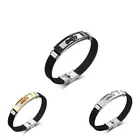 Religious Men's Christian Bracelet Triple Colors Jewellery Stainless Steel Silicone Cross Bracelet Bangle