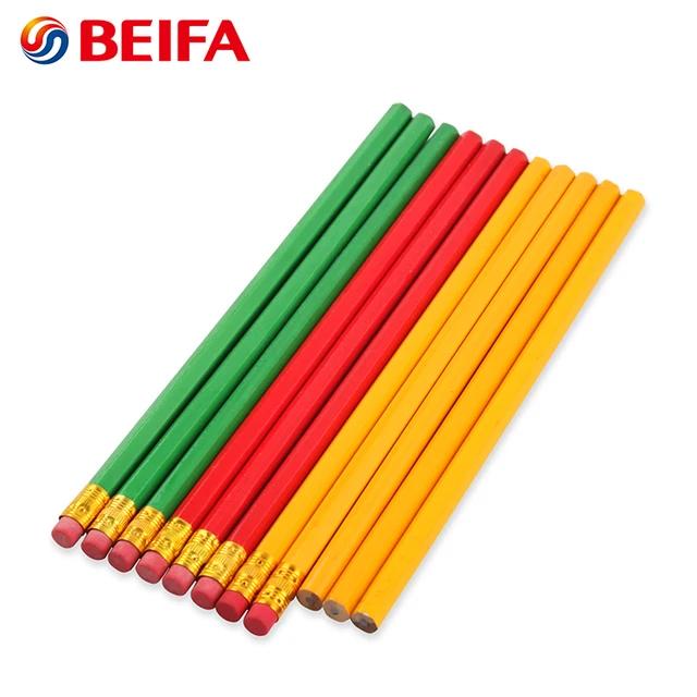 Ningbo BEIFA custom color newest promotional wooden pencil with eraser