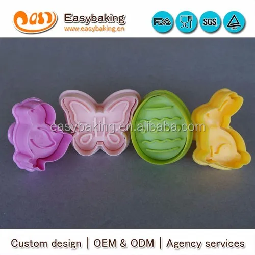 cp-203 strong food grade butterfly easter egg hare duck 4 pcs cookie cutter set