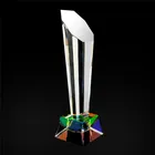 Crystal Made Trophy OEM Wholesale High Quality Engraving K9 Crystal Glass Trophy With Colorful Base With Custom Made Logo