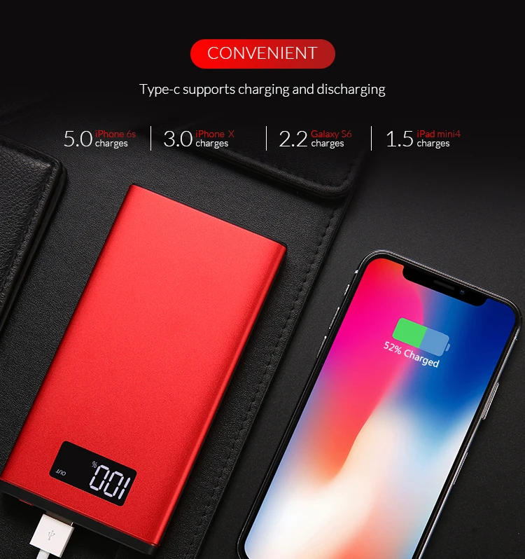 PD QC3.0 Type-C fast charging 10000mah Power Bank with LCD screen display - ANKUX.COM