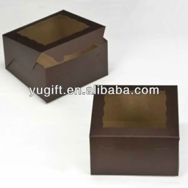 best selling brown colour chocolate/cupcake box with pvc window