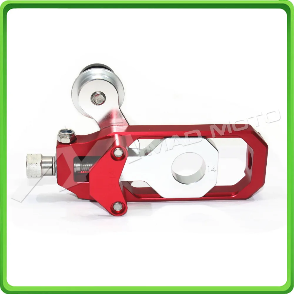 Motorcycle Chain Tensioner Adjuster with paddock bobbins kit for Kawasaki Ninja ZX10R ZX-10R ZX 10R 2008 2009 2010 Red&Silver (10)