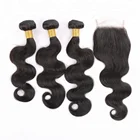 FREE SHIPPING Factory Wholesale 7A Grade Cuticle Aligned Raw Virgin Hair With Lace Closure