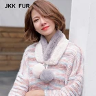 Pompom Fur Balls 100% Real Rex Rabbit Fur Neck Wrap Collar Scarves& Shawls