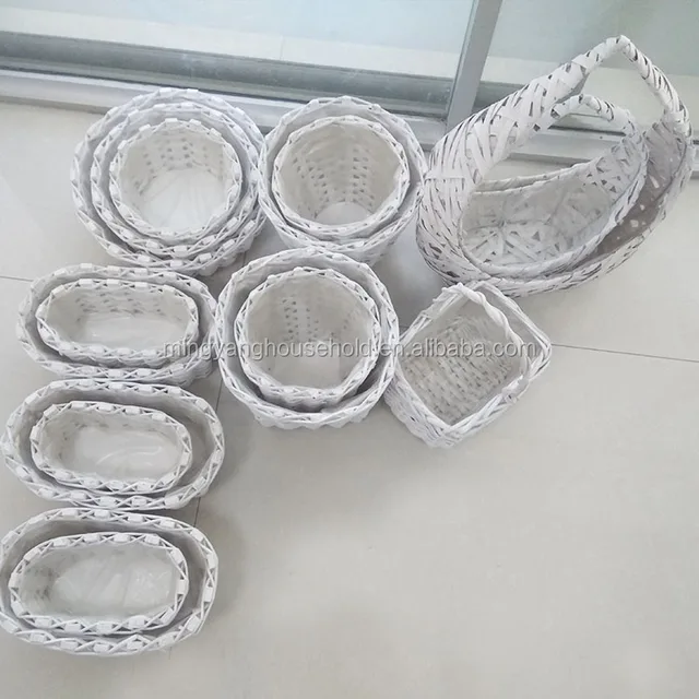 factory supply wicker garden baskets white garden pots with linn
