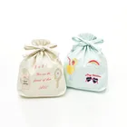 Wholesale Custom Logo Printed Small Drawstring Cotton Bag for Gift Jewelry Jewellery Eyelash Lashes Packaging Collection
