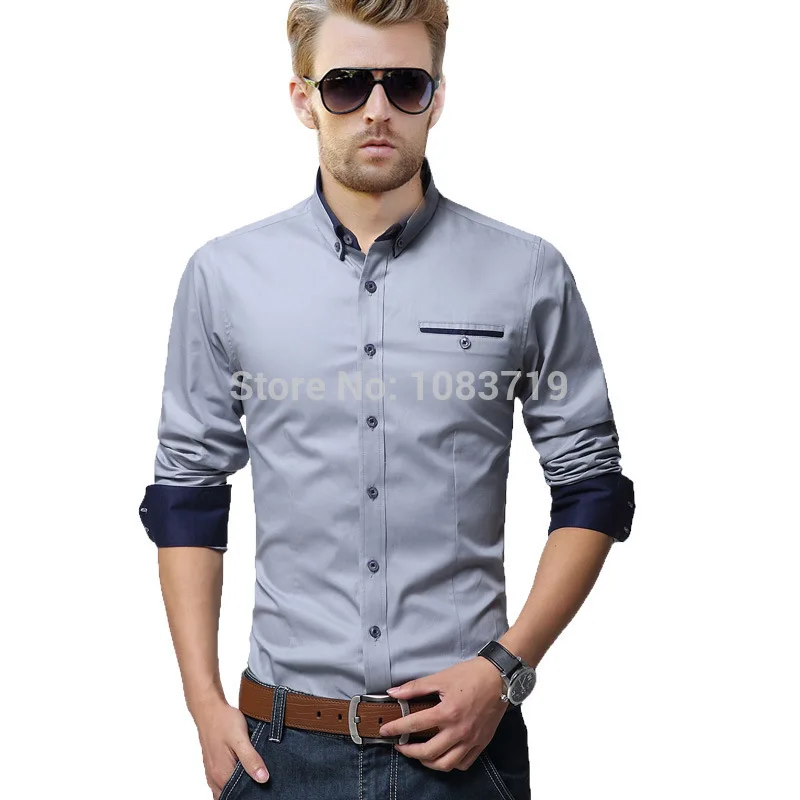 Autumn Winter Fashion Plus Size Men's Long sleeve Business Dress shirts 100% Cotton Turn-down Collar men Leisure shirts M-XXXXXL