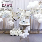 triple sizes gold stainless steel base wedding flower stand with glass top