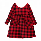 Long sleeves toddler girl red plaid dress baby girl wholesale children clothing christmas boutique dress