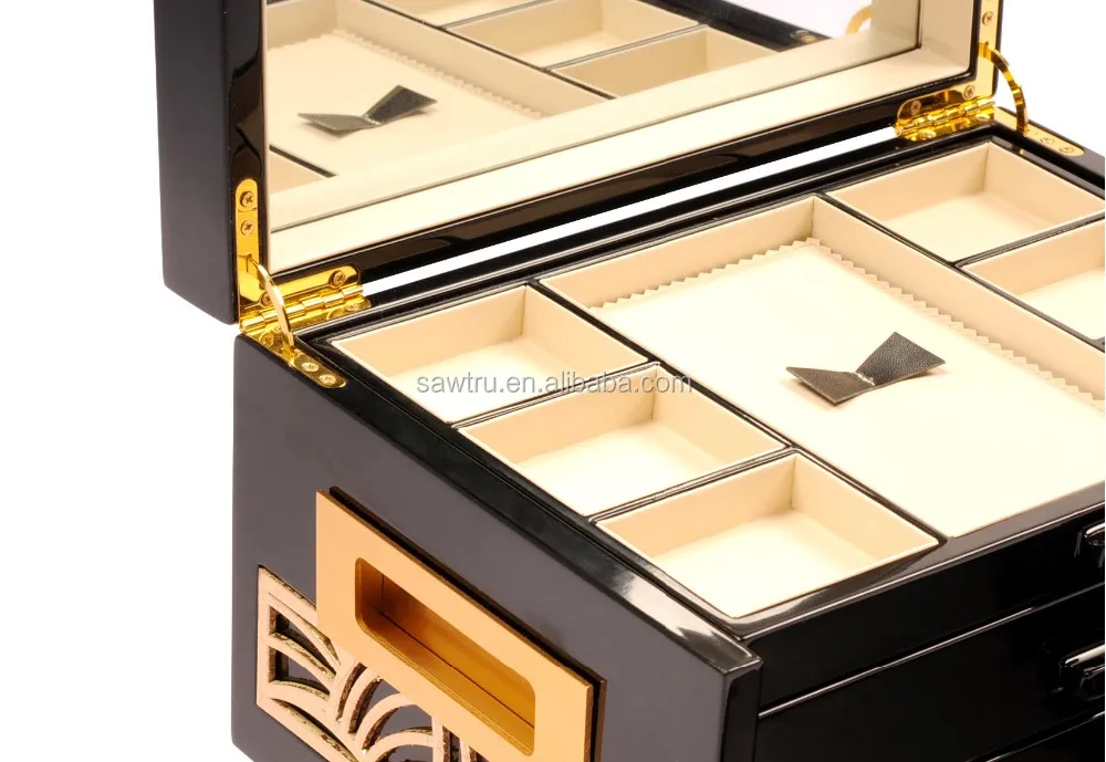 luxury jewellery watch wooden box 2 drawers necklace ring box