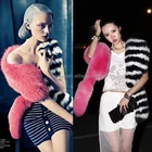 Celebrities Fox fur tail mixed color europe style Woman fox fur shawls Man faux fur cape