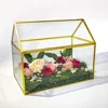 Large gold geometric glass card box decor window tabletop planter handmade garden flower pot house glass terrarium