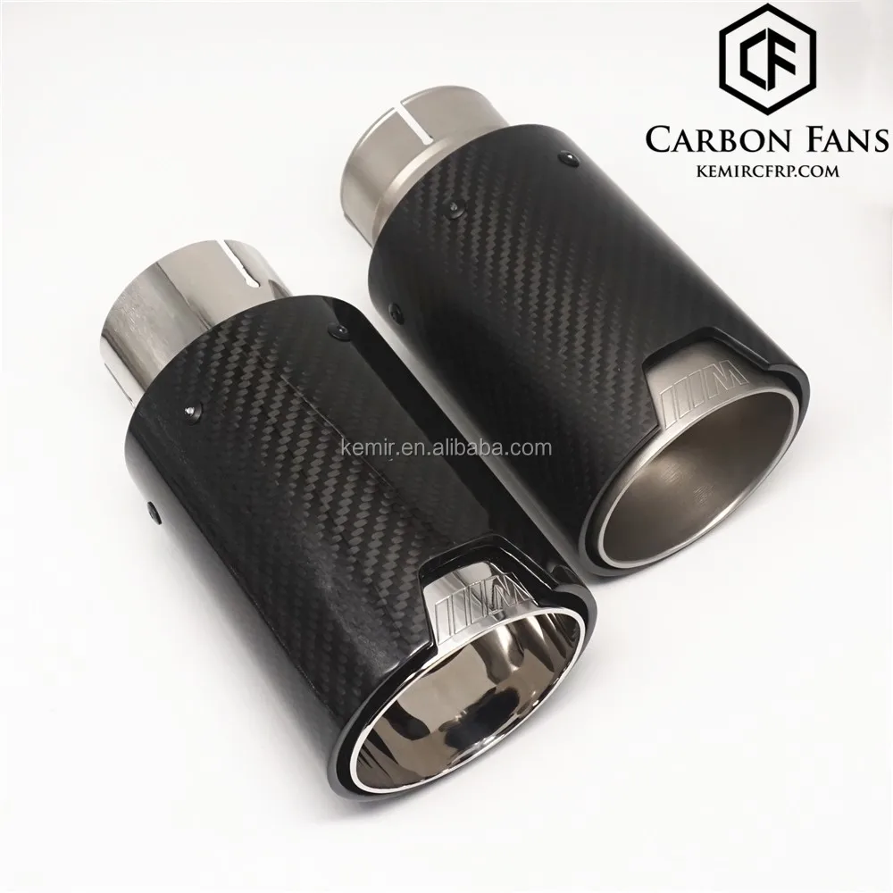 1x Universal 304 Stainless Steel Real Carbon Fiber Car Muffler Exhaust Tail Pipe