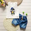 Cartoon waistcoat short jeans baby clothes suits summer 2018 for kids boys wear