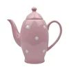 High quality decorative pink color funky ceramic teapot with infuser