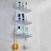 Rectangular aluminum corner organizer rack 3 tier bathroom rack