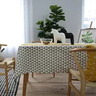 Hotel Cotton Square Ding Room Cotton Gray Geometry Printed Tablecloth