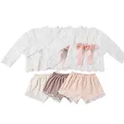 2Pcs Adoarable Toddler Kids Baby Girls Lace Tops T shirt Flower Shorts Outfits Summer Clothes Set