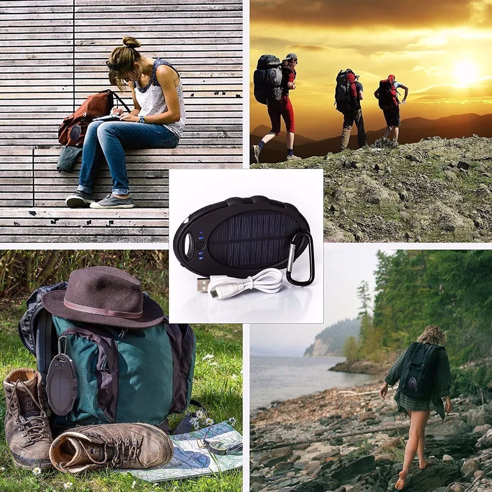Custom Logo Waterproof Portable Solar Power Bank with LED Light for Chiarging for Xiaomi - ANKUX.COM