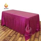 90" x 156" Beautiful Glitter Fuchsia sequin Table Cloth For Wedding Event Party