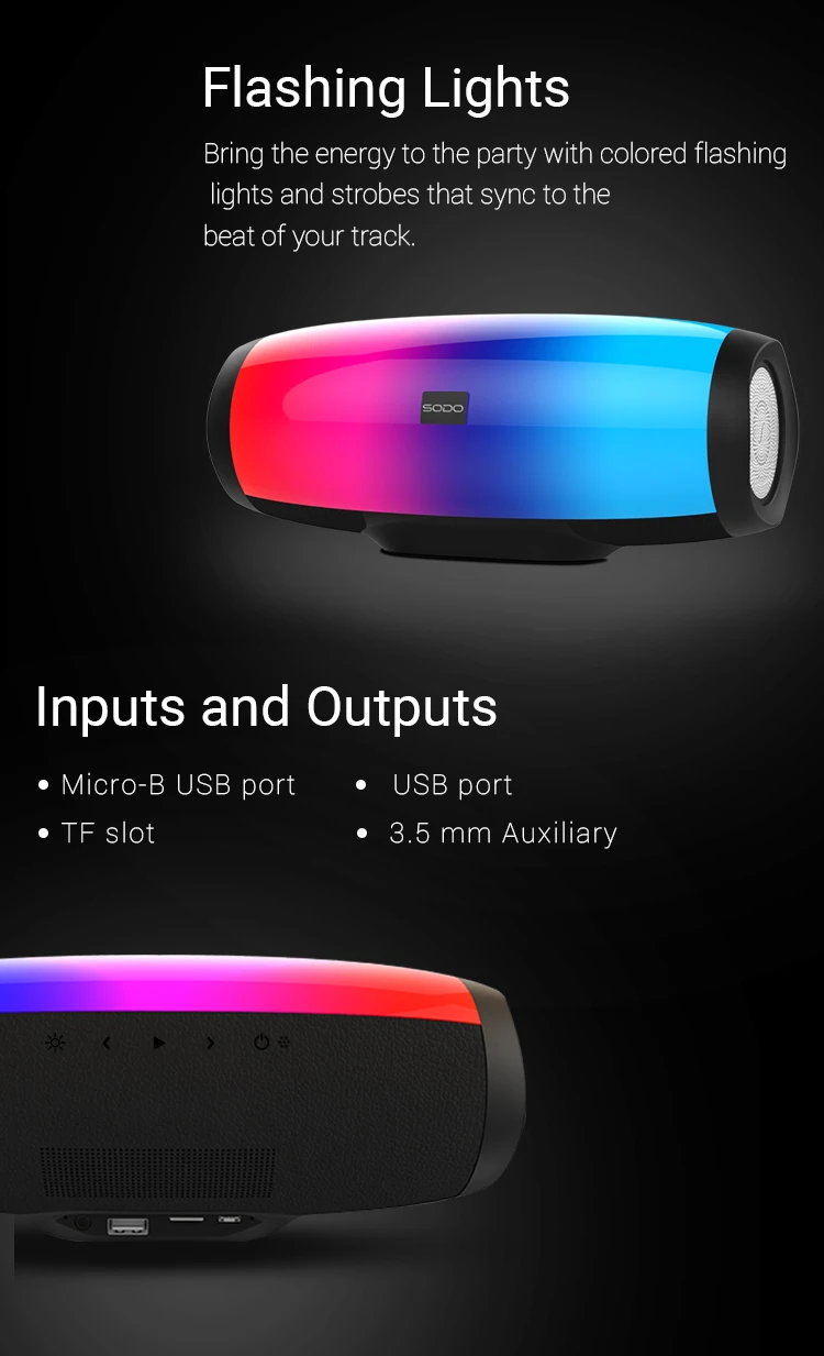 SODO L1 Light Show 3D Sound LED Wireless Bluetooth Speaker - ANKUX.COM