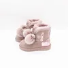 branded A1UGG1A classy genuine leather children snowing shoe with real fur or wool lining for outdoor casual walking boots