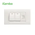 New Items Electronics 16A 2 Gang 1 Way Wall Switch With 1 TEL socket