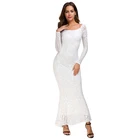 Paisley pattern sequin strapless back zipper long maxi mermaid dress long sleeve