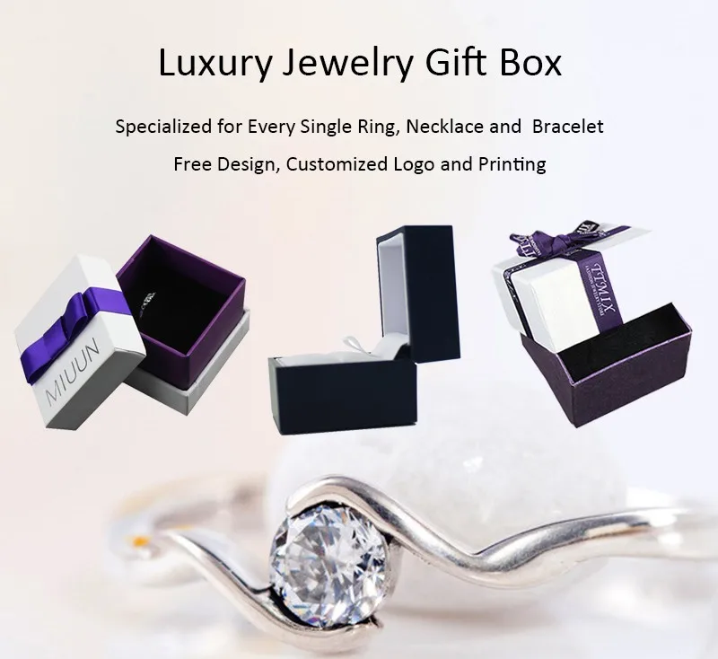 luxury gold stamping paper jewelry packaging ring box with